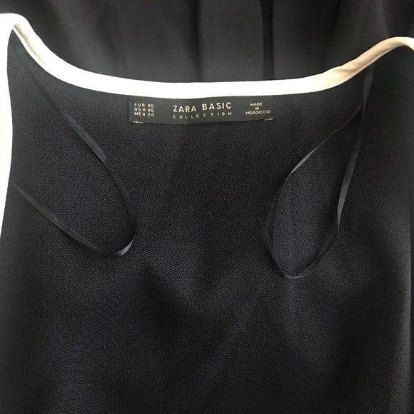 Zara Navy Blue Blazer Jacket Cardigan with White Stripe and Fancy sleeves XS - Picture 3 of 4